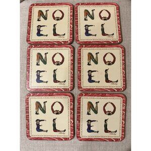 Pimpernel Noel Coasters Set Of 6 Made In England Hotch Potch Cork Back 4”
